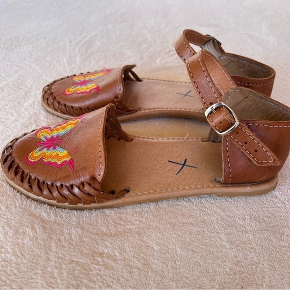 MEXICAN HUARACHES LEATHER BUTTERFLY EMBROIDERED ANKLE STRAP SIZE 8 - Picture 9 of 10